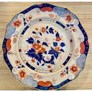 Antique 1830s Ridgway Hand Painted Imari Style Stoneware 10" Plate - Picture 1 of 8