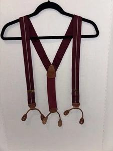 EUC Trafalgar Men’s Maroon With Cream Stripe Suspenders Adjustable - Picture 1 of 5
