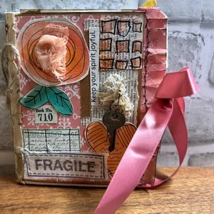 Mini Handmade Junk Journal with Ephemera Pack, Small Art Journal Scrapbook - Picture 1 of 12