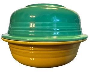 Fiesta Ware Green and Yellow Vegetable 8-1/2" Nappy Bowl Homer Laughlin Original - Picture 1 of 7