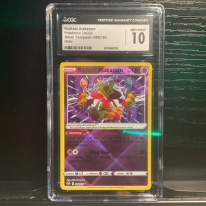 2022 Pokemon Silver Tempest RADIANT ALAKAZAM 059/195 CGC 10 Gem Mint - Picture 1 of 6