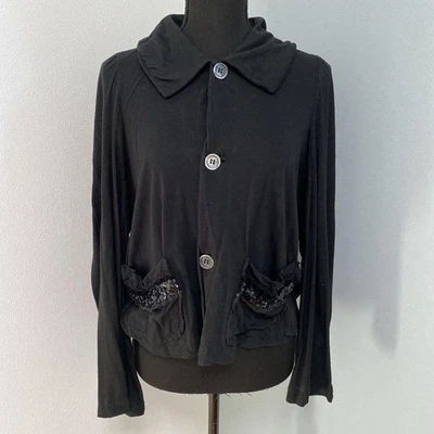 Cárdigan negro Tricot COMME des GARCONS manga larga lentejuelas algodón lino Foto 1 de 4