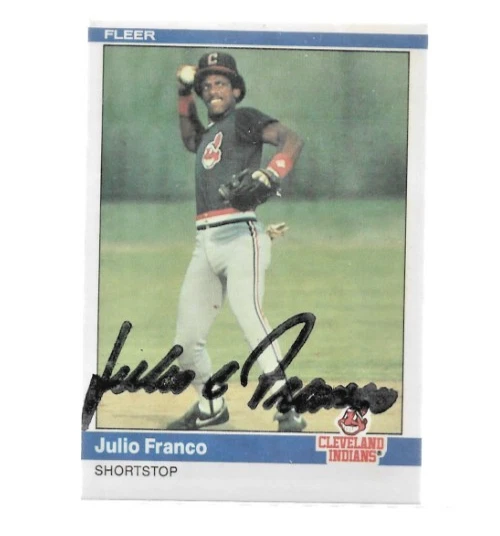 *JULIO FRANCO* 1984 Fleer firmado a mano automático *INDIOS DE CLEVELAND* Foto 1 de 1