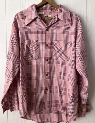 Camisa Mr Dee Cee Años 70 Para Hombre Rosa Crooner Disco MCM Cuadros Grande 16 1/2 De Colección Foto 1 de 4