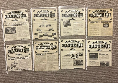 Lote vintage de 8 boletins informativos trimestrais oficiais do clube de colecionadores Matchbox 1972-1974 - Imagem 1 de 4