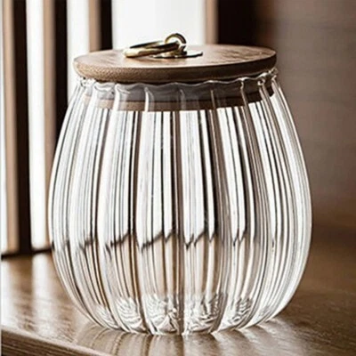 NEW Sugar Jar with Lid Airtight Glass Jar Sugar Bowl with Wooden Lid Metal Lift - Image 1 of 4