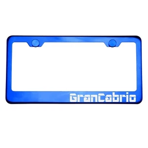 Blue Chrome License Plate Frame GranCabrio Laser Etched Metal Screw Cap - Picture 1 of 8