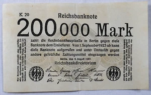 Reichsbanknote 200 000 Mark - Berlin, 9. August 1923, Weimarer Republik - Picture 1 of 1