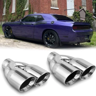 Quad 2.5" to 3.5" Dual Exhaust Tip Pipe Stainless For Dodge Challenger 2008-2023 - Image 1 of 4