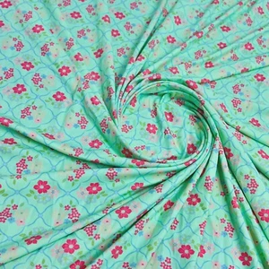 FREE SHIPPING Stretch FabricSmall Flowers Aqua Print Swimsuit Spandex By Yard - Picture 1 of 5