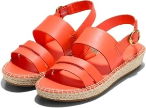 Cole Haan Cloudfeel Tilden Nasturtium Leather Slingback Open Toe Flat Sandals - Picture 1 of 4