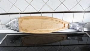 Lachsbrett, Buffetplatte, Fisch, Holz und Metall - Bild 1 von 1