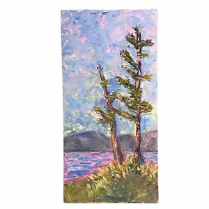 Vintage Adams California Impressionist Oil Painting Landscape Plein Air 10 x 20" - Picture 1 of 5