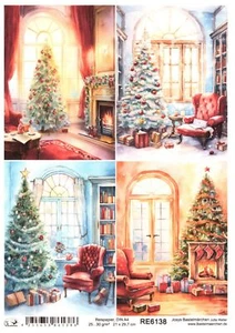 Papel de arroz A4 seda de paja decoupage Navidad árbol de Navidad árbol de Navidad RE6138 - Imagen 1 de 1