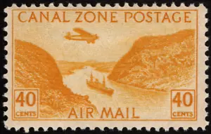 Canal Zone Stamp Scott # C13 Mint LH F-VF - 40 Cents Yellow Gaillard Cut Airmail - Picture 1 of 1