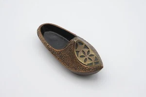 Bronze Ashtray Oriental Slipper Shoe Soviet Vintage Metal Platter Trinket Case - Picture 1 of 12
