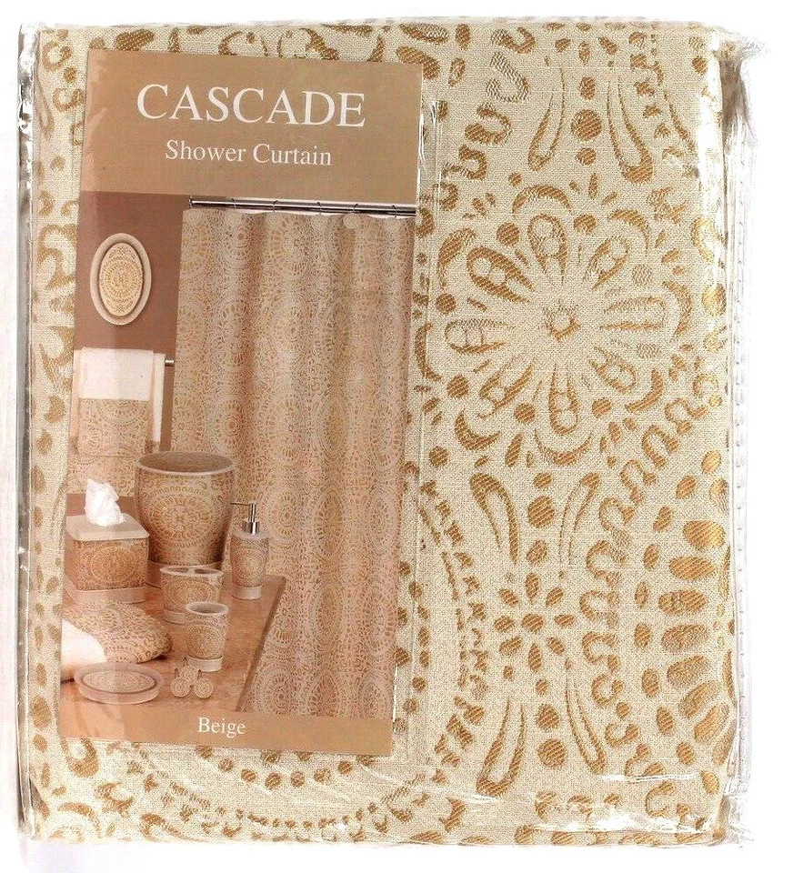 Cortina de Ducha 1 Unidad Popular Baño Cascada Beige 72" X 72" 100% Poliéster Foto 1 de 1