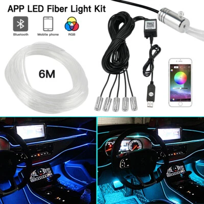 For VW RGB LED Car Ambient Lighting Interior Lighting 6M Kit APP Control - Image 1 of 4