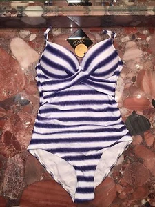 Nip Tuck Bond-eye Striped One-Piece Swimsuit Women's UW Push-Up D Cup NWT - Picture 1 of 5