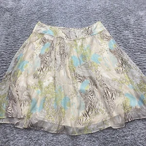 Bob Mackie Skirt Women 14 Floral Zebra Silk Chiffon Layered Pull On A-Line Fairy - Picture 1 of 7