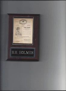 H.H. HOLMES WANTED POSTER PLAQUE CRIME ON ARTIST MURDERER - Picture 1 of 1
