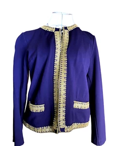 And Other Stories Jacket Women Small French Blue Trimmed with Gold Braid Size 36 - Picture 1 of 7
