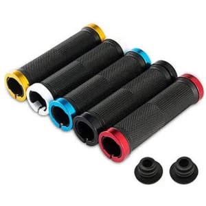 MTB Bicycle Rubber Grips Alloy Lock Bilateral Lock Handlebar Grips Anti Slip Cyc - Picture 1 of 16
