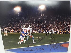 Don Beebe signed 8x10 photo Buffalo Bills Super Bowl XXVII "Never Give Up!"