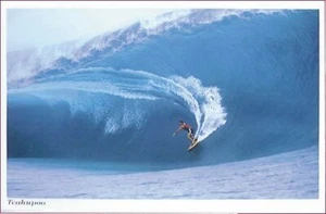 SURFER BIG WAVE POSTER SURFING TEAHUPOO BEACH 24X36 - Picture 1 of 1