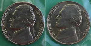 1979 P y D Jefferson Nickels 2 monedas UNC violonchelos de US Set Five-Cent Coins - Imagen 1 de 3