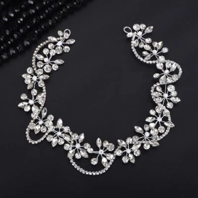Silver Rhinestone Wedding Headband Bridal Crystal Hair Vine Bride Headpiece - Image 1 of 4