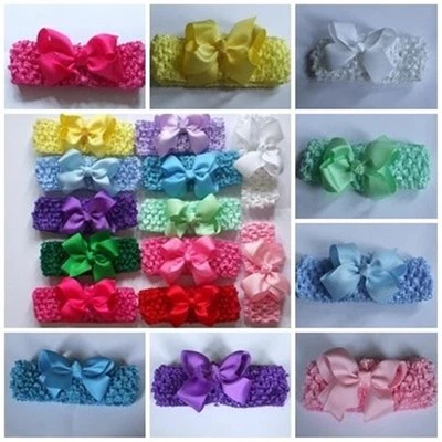 Baby/Mädchen/Damen Schleife Blume Haar Stirnband gehäkelt Neu