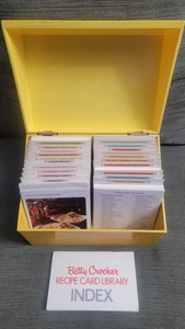 Tarjeta de recetas Betty Crocker 1971 vintage biblioteca caja amarilla con índice completo - Imagen 1 de 18
