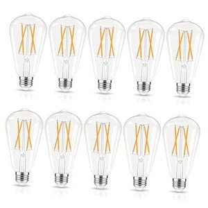 LED Edison Bulbs Dimmable, E26 Bulb 60 watt, Soft White 2700K, ST58 Vintage - Picture 1 of 8