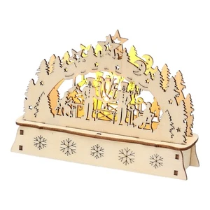 Mini Schwibbogen Bergmann Holz 15x5x10,7cm LED Batteriebetrieb  Weihnachten Deko - Picture 1 of 4