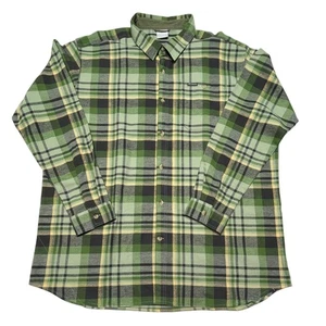 Columbia Pitchstone Heavyweight Flannel Shirt Mens 3XT Green Plaid Regular Fit - Picture 1 of 14