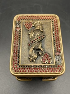 Edgar Berebi Queen Of Hearts Card Box Limited Ed. 24K Gold Plate Swarovski RARE - Picture 1 of 9