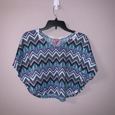 Top rosa azul púrpura y negro camisa color brillante medio amor energie #1255 Foto 1 de 4