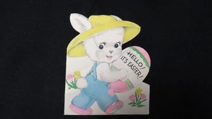 Vintage Rabbit & Parasol Easter Card c. 1940s by: Stanley - Picture 1 of 4