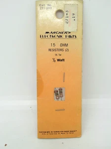 NOS RadioShack Archer 271-003 15 OHM Widerstände 1/2 Watt 5% Werkzeug - Bild 1 von 2