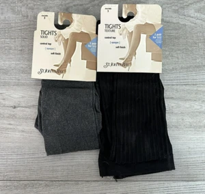 Juego de 2 Medias St Johns Bay Talla 3 (1) Gris Brezo (1) Negro Texturizado Nuevo Con Etiquetas - Imagen 1 de 7