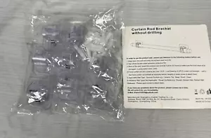 No Drill Curtain Rod Brackets, 8 Pack, Clear, Self Adhesive - Picture 1 of 5