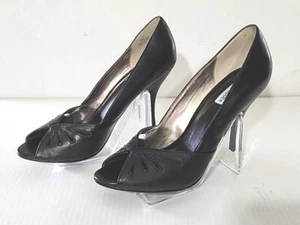 Steve Madden Womens High Heel Shoes BLACK 10M Anette Open Toe Leather Upper  - Picture 1 of 10