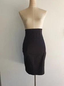 black high waisted knee length pencil skirt FORECAST (size 6) thin srtipes - Picture 1 of 5