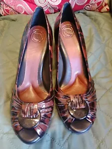 Nurture Womens Animal Print Peep-toe Shoes, Size 8M, Patent Leather, #1718 - Picture 1 of 8