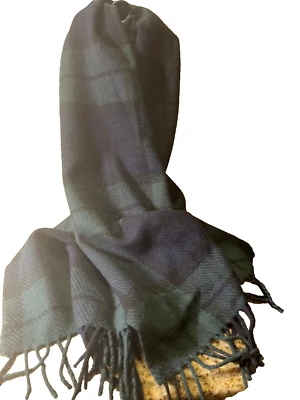 Antigo cachecol GAP 100% lã xadrez tartan clássico feito na Itália 15 1/2"WX 64" L - Imagem 1 de 4