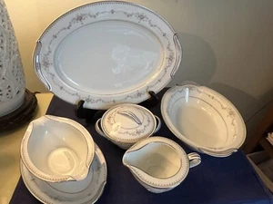 6 piezas de servicio vintage Noritake FAIRMONT 6102 adorno platino Estate China - Imagen 1 de 5