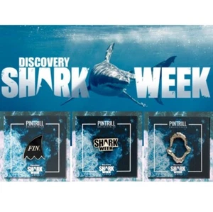 ⚡️RARE⚡️ PINTRILL x DISCOVERY Set Of 3 Shark Week Shark Pins *BRAND NEW* 🦈🐬🦈 - Picture 1 of 6
