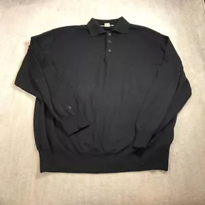 Pronto Uomo Polo Sweater Mens Large Pullover Black Wool Preppy Casual Adult - Picture 1 of 12