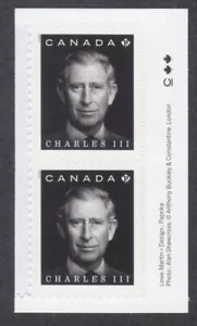 KING CHARLES III = booklet PAIR with INSCRIPTION and ColourID - Canada 2023 MNH - Foto 1 di 3